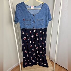 Vintage No Boundaries Denim and Floral Dress